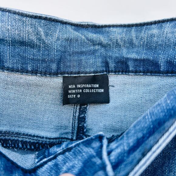 Mia Inspection Stretch Drop Crotch Harem Jeans Distressed 28 Medium Wash - Picture 9 of 9